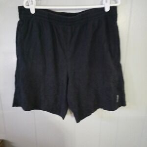 Reebok Athletic Shorts Mens XL Black Elastic Waist Drawstring Logo Sporty